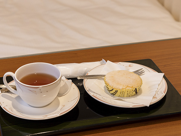 安静室でのお飲み物とお菓子